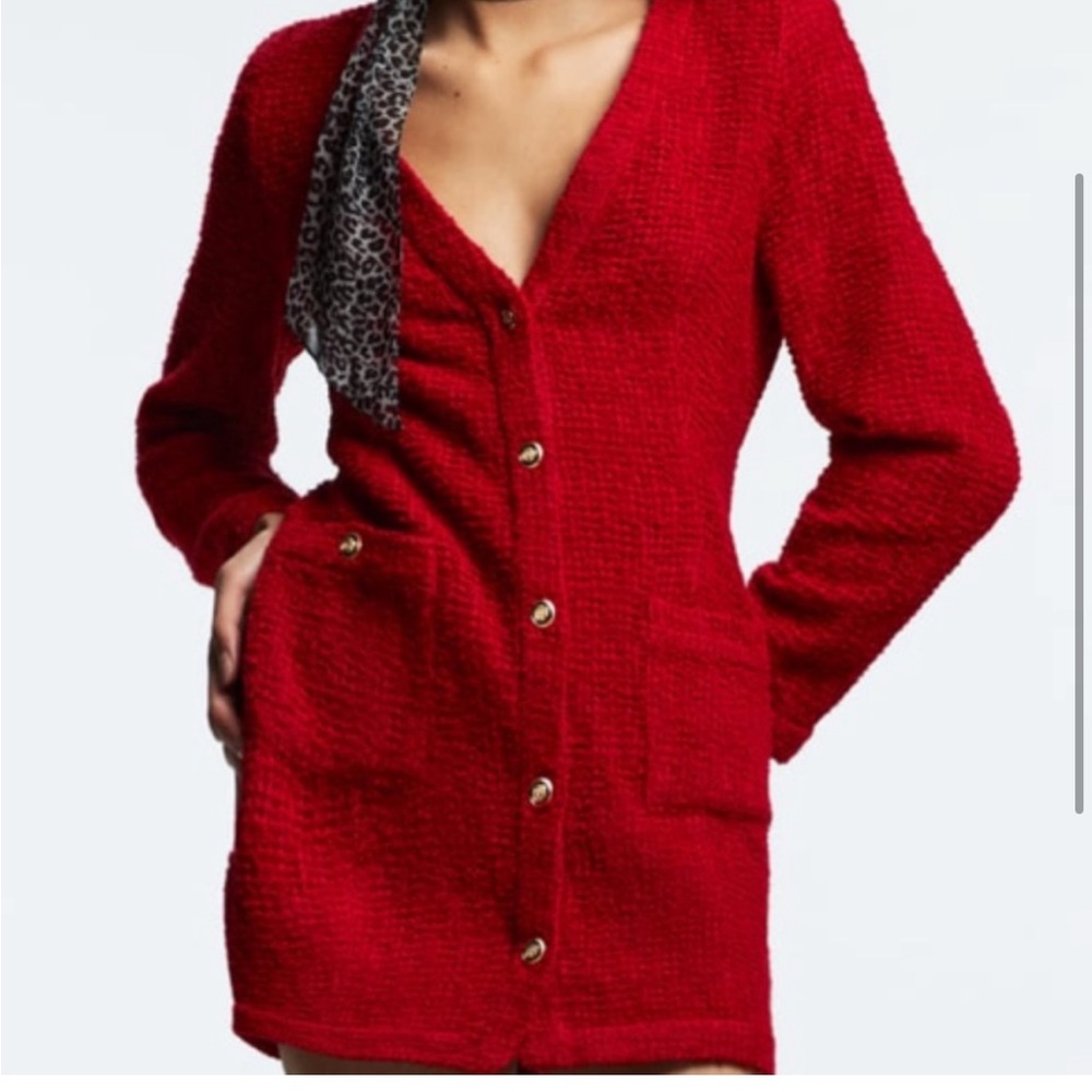 Zara tweed red cardigan/dress